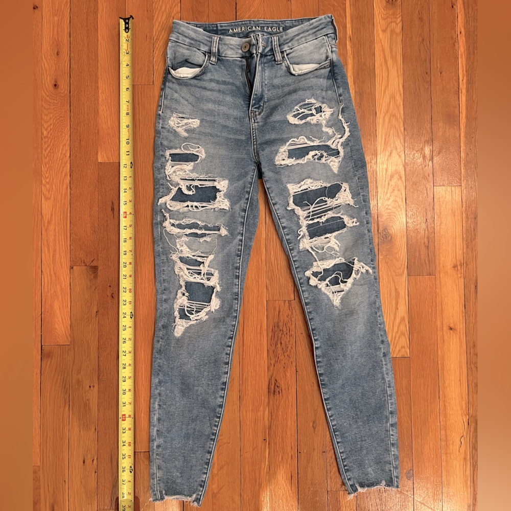 Ripped blue jeans
